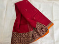 Chettinad Cotton Saree – Classic Red with Maroon-Gold Border