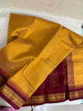 Silk Cotton Saree – Mustard Yellow with Maroon Zari Border